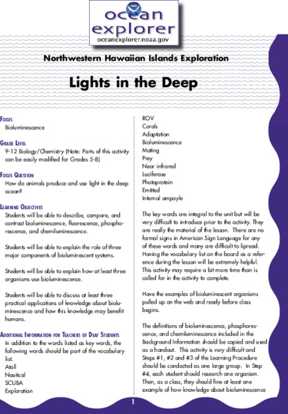 Lights in the Deep Lesson Plan
