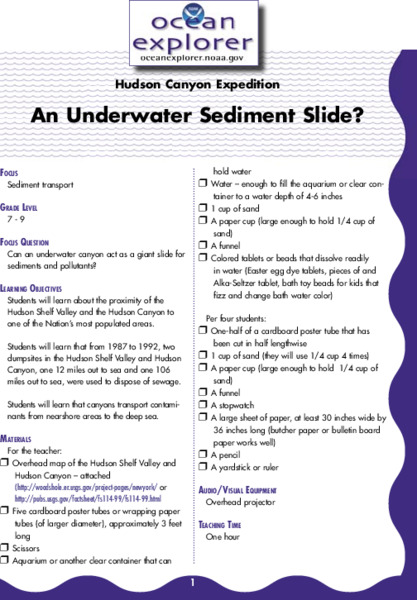 An Underwater Sediment Slide? Lesson Plan