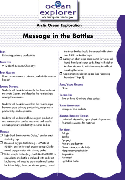 Message in the Bottles Lesson Plan