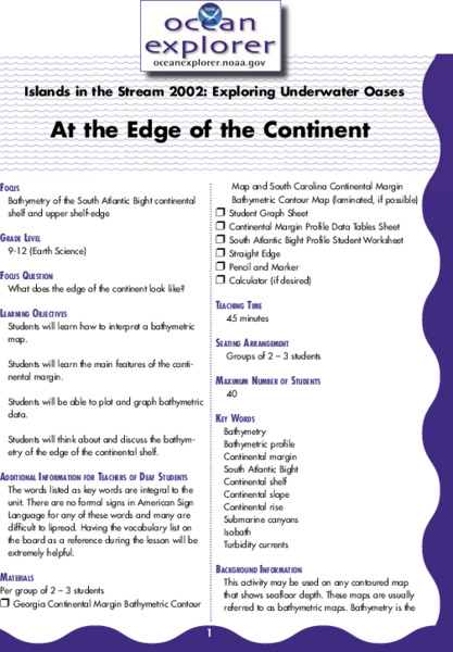 At the Edge of the Continent Lesson Plan
