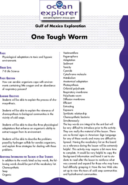 One Tough Worm Lesson Plan
