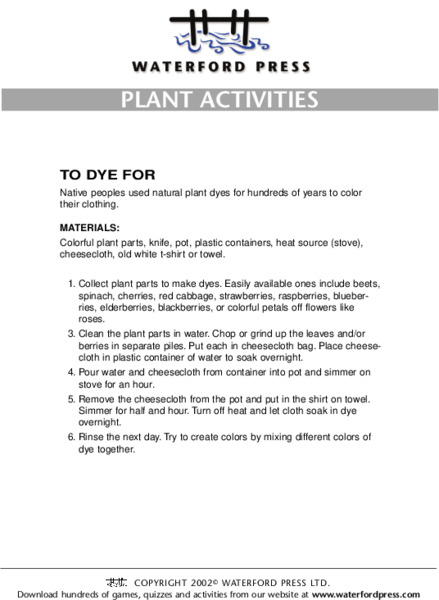 Plant Activities: To Dye For Lesson Plan