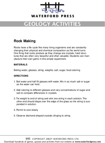 Geology Activities: Rock Making Lesson Plan