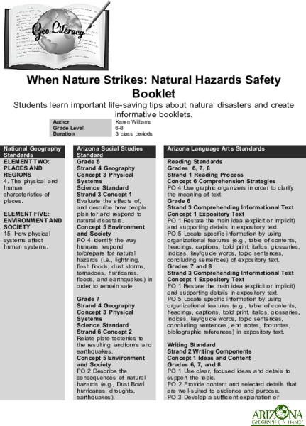 When Nature Strikes: Natural Hazards Safety Lesson Plan