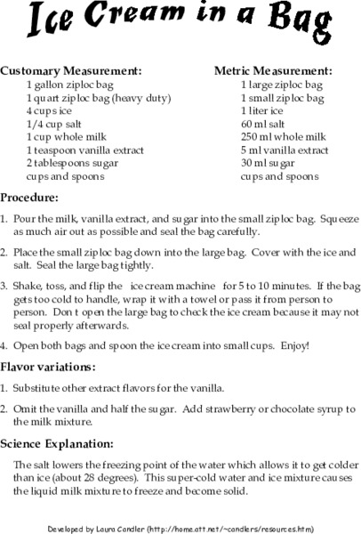 Ice Cream in a Bag Lesson Plan