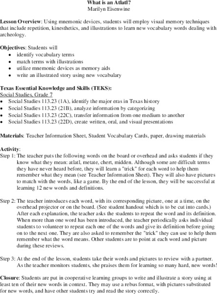 What is an Atlatl? Lesson Plan