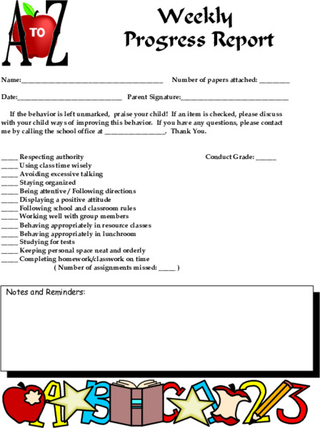Weekly Progress Report Lesson Plan