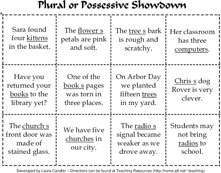 Plural or Possessive Showdown Lesson Plan