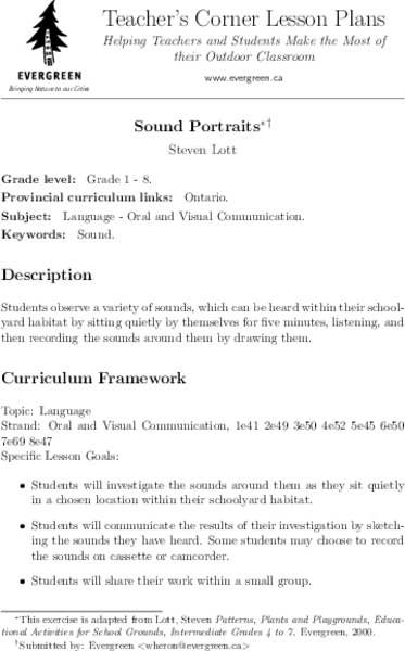 Sound Portraits Lesson Plan