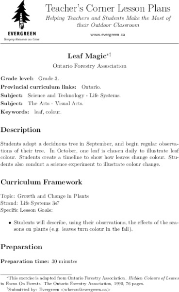 Leaf Magic Lesson Plan