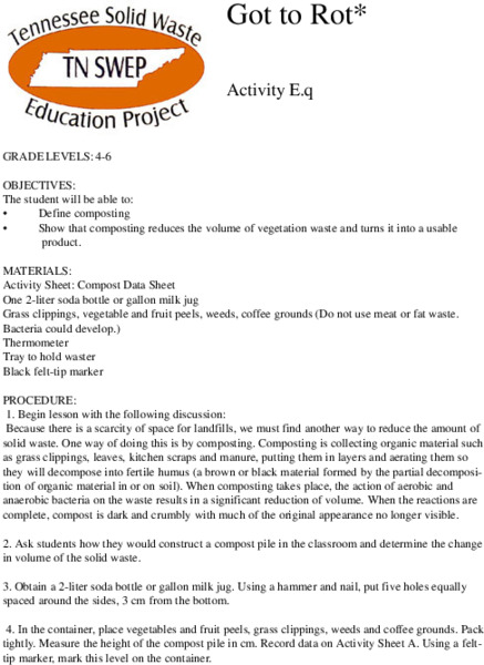 Got to Rot Lesson Plan