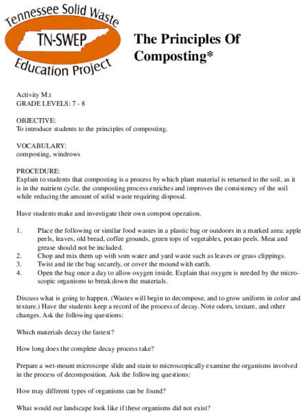 The Principles Of Composting Lesson Plan