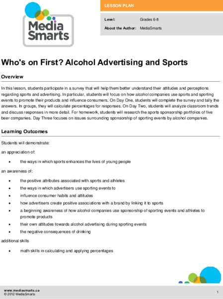 Who's on First? Alcohol Advertising and Sports Lesson Plan