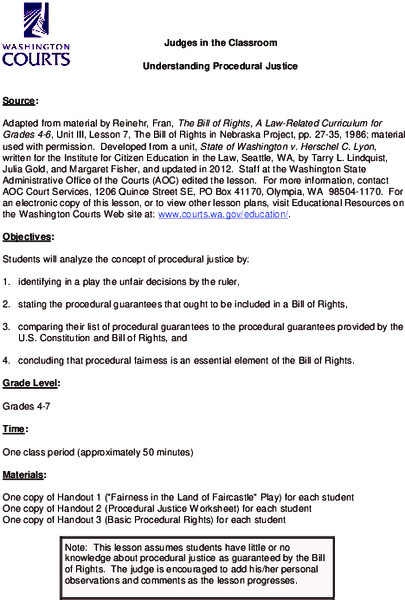 Understanding Procedural Justice Lesson Plan