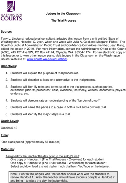 The Trial Process Lesson Plan