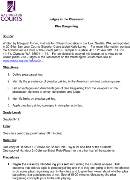 Plea Bargaining Lesson Plan