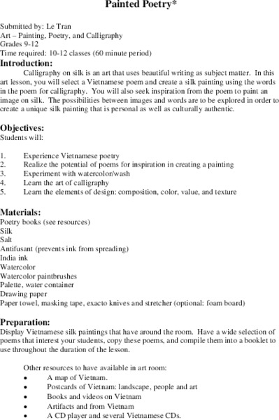 Painted Poetry Lesson Plan