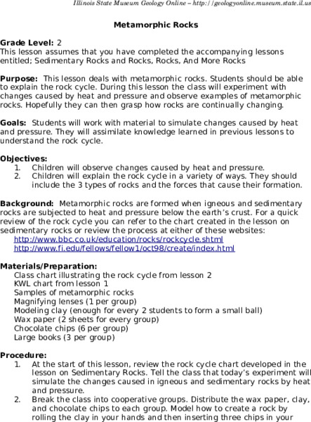 2.4: Metamorphic Rocks Lesson Plan