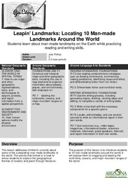 Leapin' Landmarks: Locating 10 man-made landmarks around the world Lesson Plan