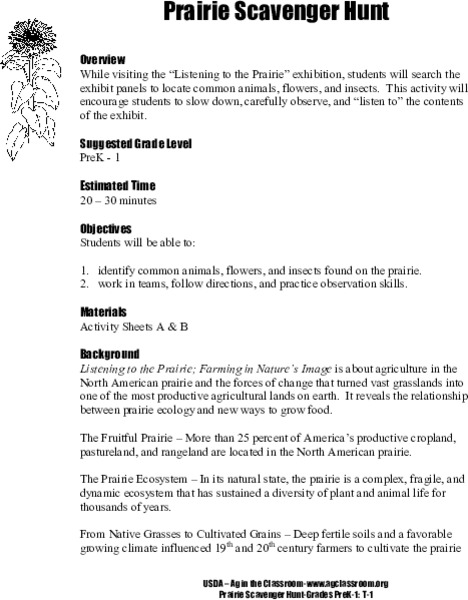 Prairie Scavenger Hunt Lesson Plan