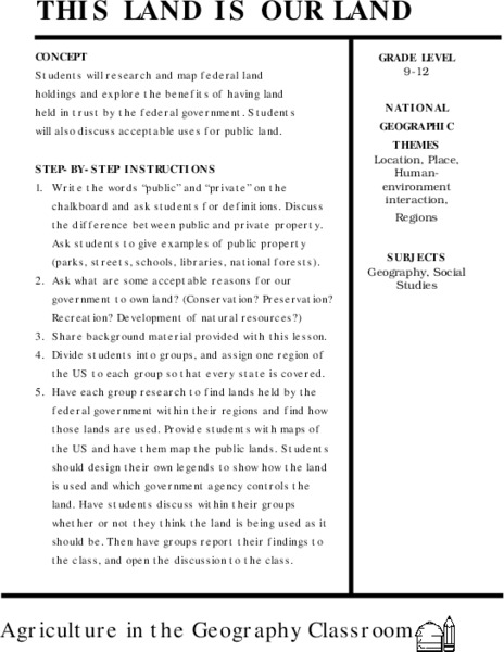 This Land Is Our Land Lesson Plan