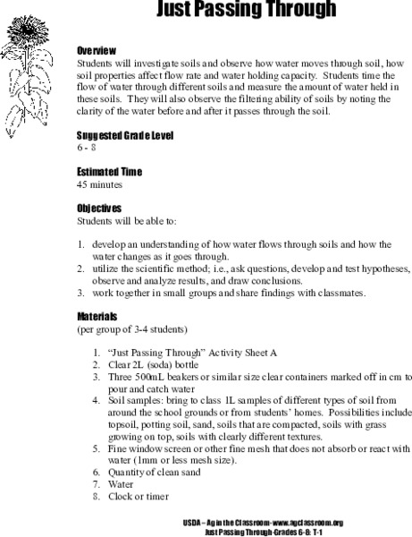 Just Passing Through Lesson Plan