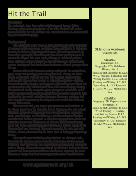 Hit The Trail Lesson Plan