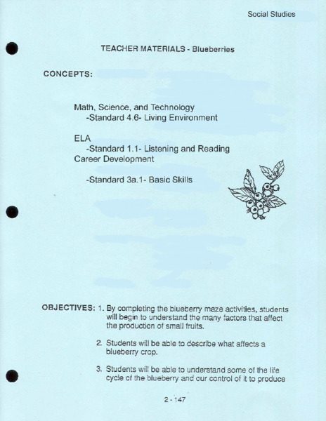 Blueberries Lesson Plan