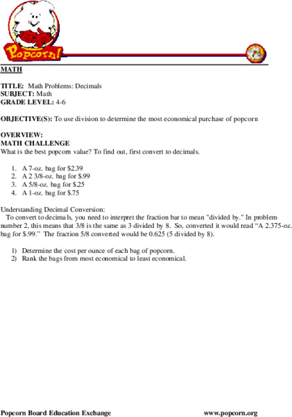 Decimals Lesson Plan