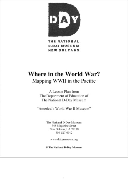 Where in the World War? Mapping WWII in the Pacific Lesson Plan