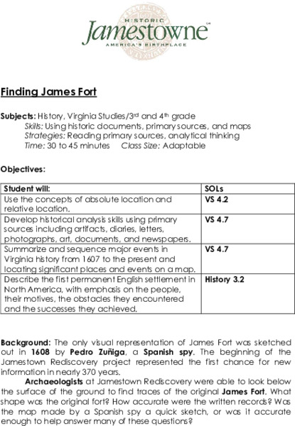 Finding James Fort Lesson Plan