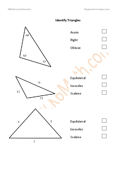 Identifying Triangles Worksheet