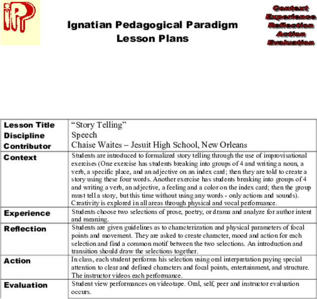 Story Telling Lesson Plan