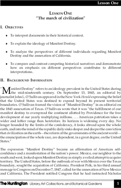 The March of Civilization Lesson Plan