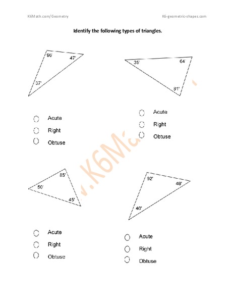 Identifying Triangles Worksheet