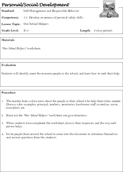 Self-Management and Responsible Behavior Lesson Plan