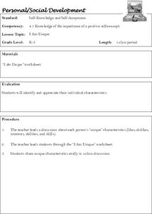 Self-Knowledge and Self-Acceptance Lesson Plan