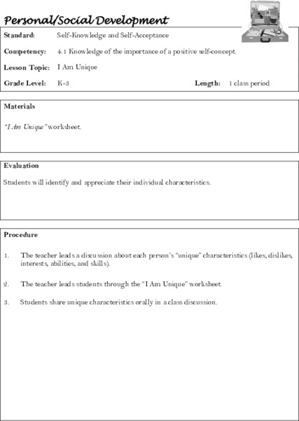 Self-Knowledge and Self-Acceptance Lesson Plan