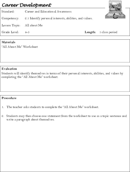 All about Me Lesson Plan