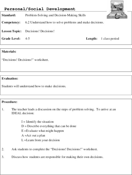 Decisions! Decisions! Lesson Plan