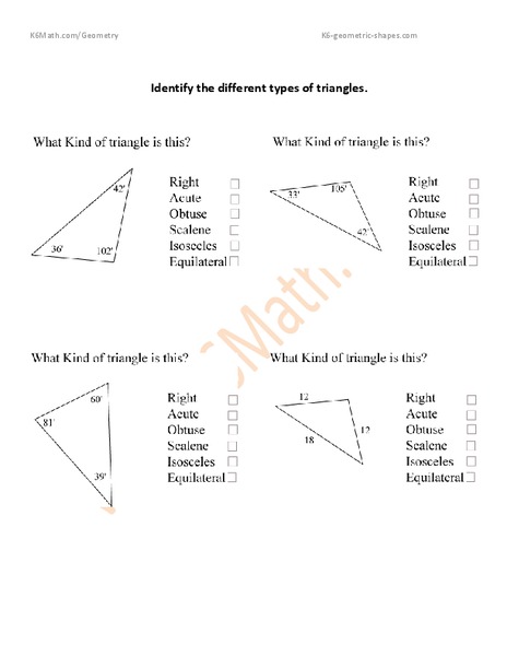 Identifying Triangles Worksheet