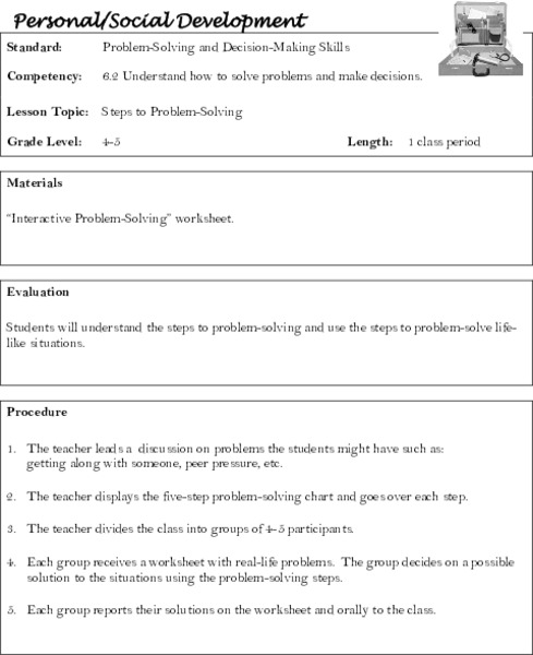 Steps to Problem-Solving Lesson Plan