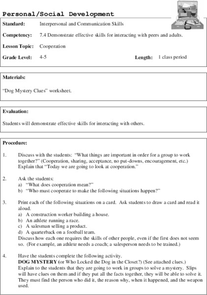 Cooperation Lesson Plan