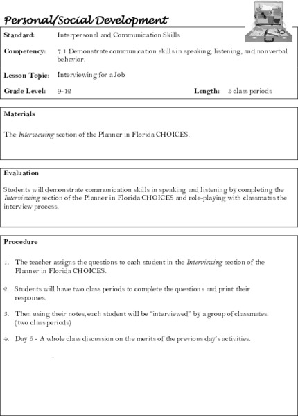 Interviewing for a Job Lesson Plan