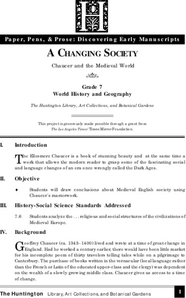 A Changing Society Lesson Plan