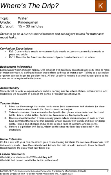 Where's The Drip? Lesson Plan