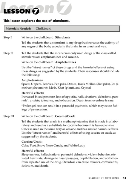 Stimulants Lesson Plan