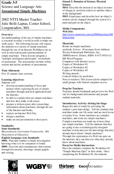 Simple Machines Lesson Plan