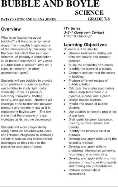 Bubble and Boyle Lesson Plan