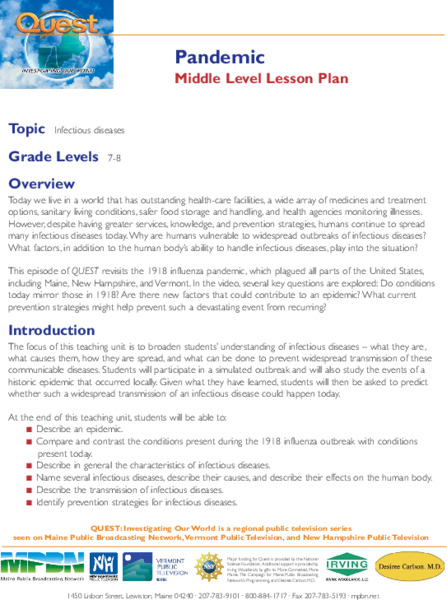 Pandemic Lesson Plan